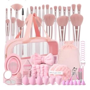 72Pcs Pink Makeup Brushes Set Professional